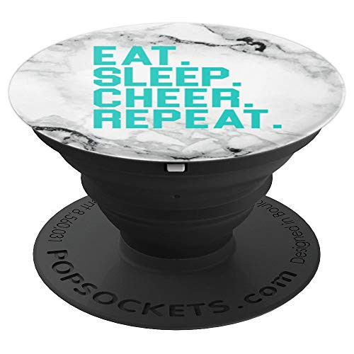 Teal Eat Sleep Cheer Repeat Phone Grip for Cheerleaders - PopSockets Grip and Stand for Phones and Tablets