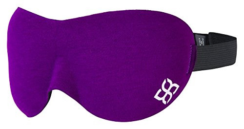 Sleep Mask by Bedtime Bliss - Contoured & Comfortable With Moldex Ear Plug Set. Includes Carry Pouch for Eye Mask and Ear Plugs - Great for Travel, Shift Work & Meditation (Purple)