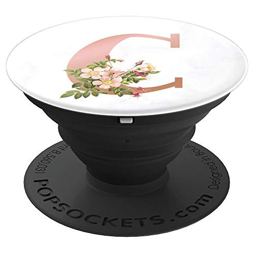 Matte Rose Gold and White Marble C Monogram - PopSockets Grip and Stand for Phones and Tablets Matte Rose Gold and White Marble C Monogram - PopSockets Grip and Stand for Phones and Tablets