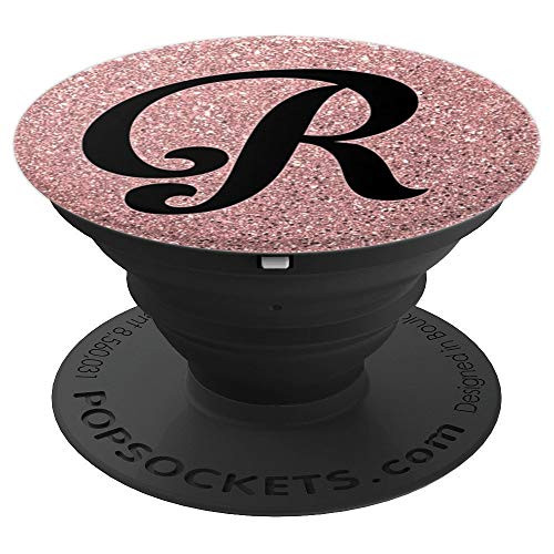 Matte Rose Gold and Black Letter R Monogram - PopSockets Grip and Stand for Phones and Tablets Matte Rose Gold and Black Letter R Monogram - PopSockets Grip and Stand for Phones and Tablets