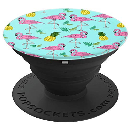 Summer Flamingo and Pineapple Pattern - Tropical Series - PopSockets Grip and Stand for Phones and Tablets