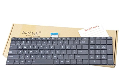 Eathtek Replacement Keyboard without frame for Toshiba Satellite C50 C50-A C55-A C50D C50D-A C55D-A C55T C55T-A C55DT-A C55-A5282 C55-A5285 C55-A5286 series Black US Layout