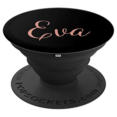 Eva Personalized Blush Pink and Black Custom First Name - PopSockets Grip and Stand for Phones and Tablets