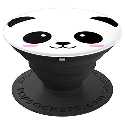 Cute Panda Bear Face Design Black White Kawaii Teens Women - PopSockets Grip and Stand for Phones and Tablets