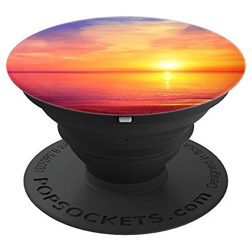 So Pretty On Sunset Orange Over Calm Ocean Beach - PopSockets Grip and Stand for Phones and Tablets
