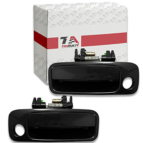 T1A Outside Front Left Driver and Right Passenger Sides Pair of Exterior Door Handle Replacements for 1997-2001 Toyota Camry, Black Color, T1A 69220-AA010, 69210-AA010