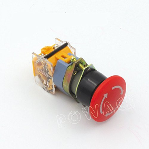 Push Button Switch AC 400V Red Sign E-Stop Emergency Mushroom 22mm No NC for CNC