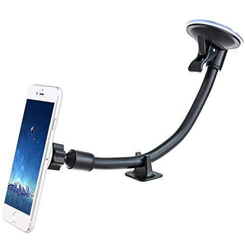 Woleyi Magnetic Windshield Car Phone Holder, Windscreen Car Mount, 8.5" Long Arm with Dashboard Base Car Holder for 3.5-6.5 inch Smartphones