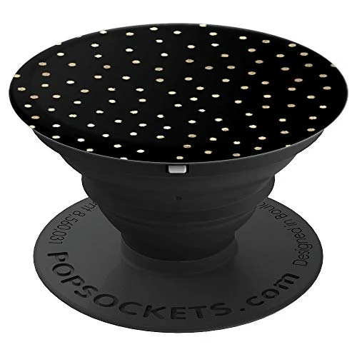 Dark Black with Polka dot Solid Color Background - PopSockets Grip and Stand for Phones and Tablets