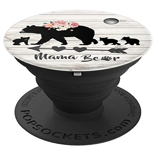Wood Pop Socket Floral Mama Bear Three Cubs Watercolor Roses - PopSockets Grip and Stand for Phones and Tablets Wood Pop Socket Floral Mama Bear Three Cubs Watercolor Roses - PopSockets Grip and Stand for Phones and Tablets