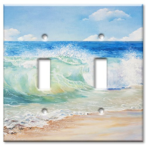 Art Plates Brand Double Gang Toggle OVERSIZE Switch/OVER SIZE Wall Plate - Beach Painting