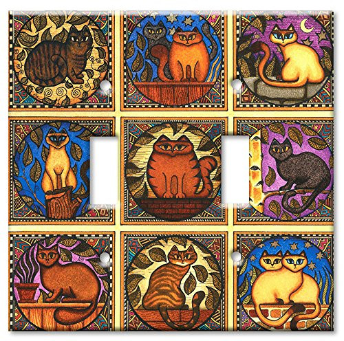Art Plates - Double Gang Toggle OVERSIZE Switch Plate/OVER SIZE Wall Plate - Mosaic Cats