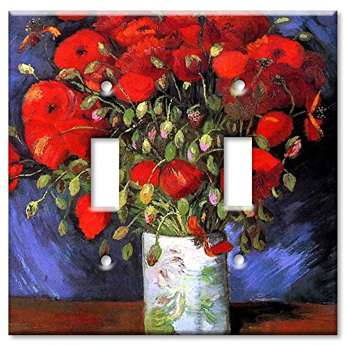 Art Plates - Double Gang Toggle OVERSIZE Switch Plate/OVER SIZE Wall Plate - Van Gogh: Poppies
