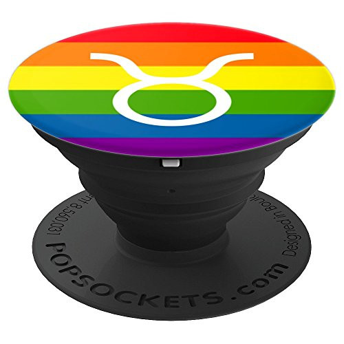 Taurus Symbol Zodiac Rainbow Gay Pride April May Birthday - PopSockets Grip and Stand for Phones and Tablets Taurus Symbol Zodiac Rainbow Gay Pride April May Birthday - PopSockets Grip and Stand for Phones and Tablets
