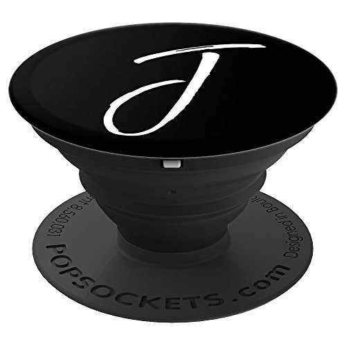 Letter J PopSocket Grip J Initial Monogram Style White Black - PopSockets Grip and Stand for Phones and Tablets