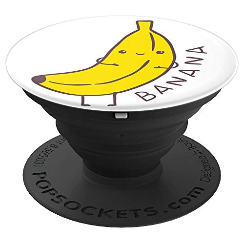 Cute Yellow Banana Graphic Design Fruit Lover On White - PopSockets Grip and Stand for Phones and Tablets