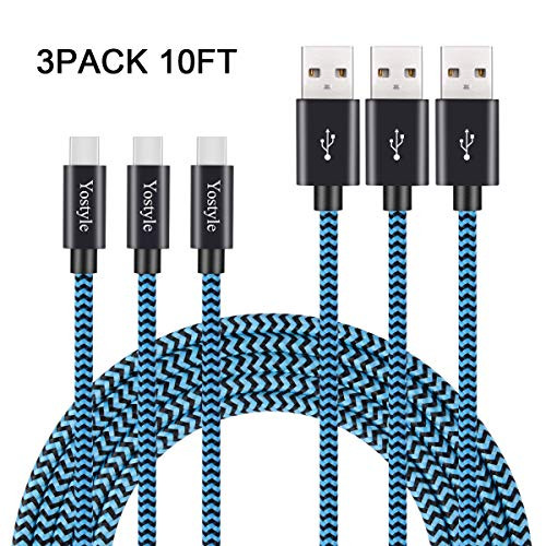 USB Type C Cable 10ft, USB C to USB A Fast Charger,Long Nylon Braided Fast Charging and Data Sync Cord Compatible Galaxy S10, S8, S8+, S9,S9+,Note 8 9,LG V20 G5 G6, Pixel,MacBook, Nintendo Switch