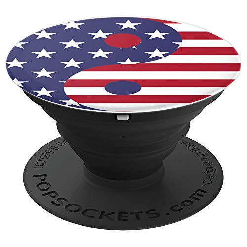 Yin Yang USA flag, Yang Ying symbol - PopSockets Grip and Stand for Phones and Tablets Yin Yang USA flag, Yang Ying symbol - PopSockets Grip and Stand for Phones and Tablets