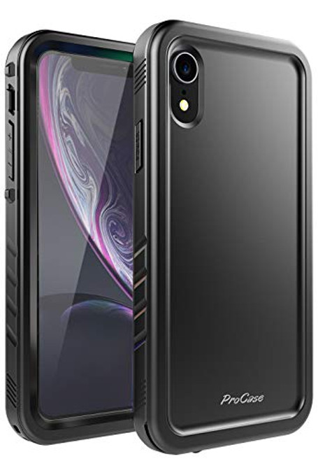 ProCase iPhone XR Case, Rugged Full-Body Protective Case with Built-in Screen Protector Heavy Duty Shockproof Bumper Cover for Apple iPhone XR 6.1" 2018 Release -Black