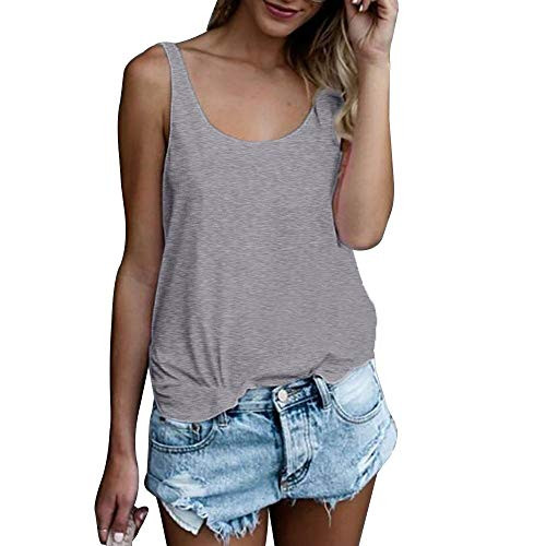 OMSJ Women Shirts Sleeveless Summer Tunic Loose Fit Tank Tops (M, Solid Grey) OMSJ Women Shirts Sleeveless Summer Tunic Loose Fit Tank Tops (M, Solid Grey)
