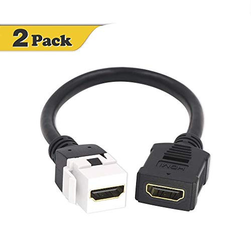 VCE 2-Pack HDMI Keystone Jack Adapter,HDMI Female to Female Pigtail Extension Cable Coupler Jack-6 Inch