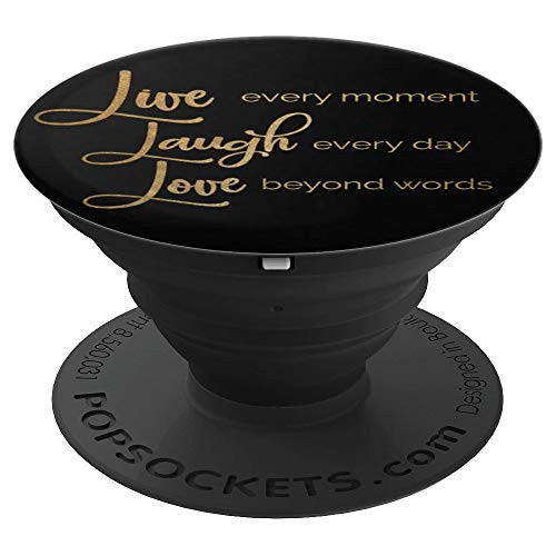 Live Laugh Love - Silver Gold Bling & Black - PopSockets Grip and Stand for Phones and Tablets