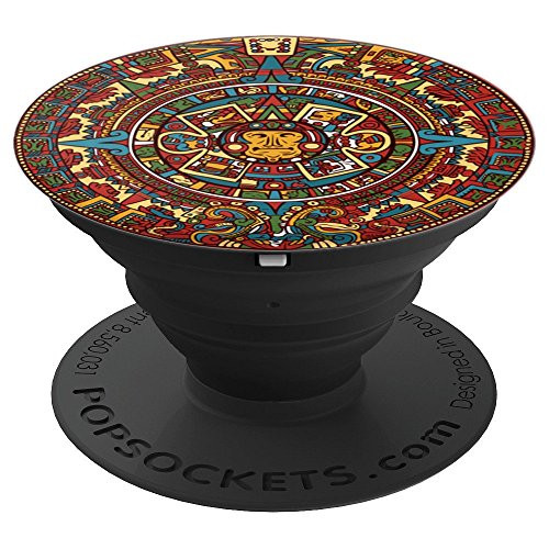 Aztec Calendar Mexican Art Sun Stone Ancient Mayans - PopSockets Grip and Stand for Phones and Tablets