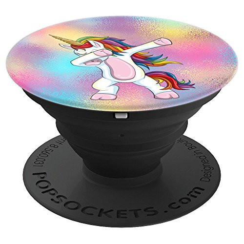Dabbing Unicorn Pop-Socket - Awesome Rainbow Background - PopSockets Grip and Stand for Phones and Tablets