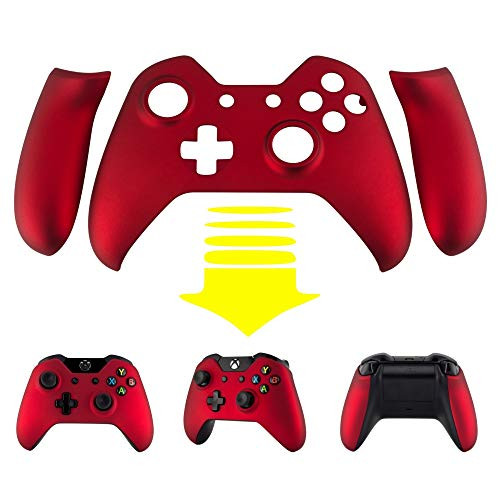 eXtremeRate Red Soft Touch Grip Front Housing Shell Faceplate Side Rails Panel Replacement Parts for Microsoft Xbox One Standard Controller W/3.5 mm