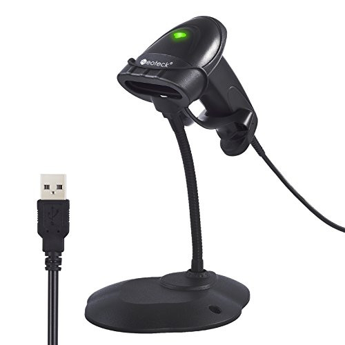 Neoteck Barcode Scanner USB Automatic Barcode Reader Long Range High Speed Scanning Barcode with Hands Free Adjustable Stand Support Mac Win10 Win7 Win8.1 iOS7 Linux etc - Black