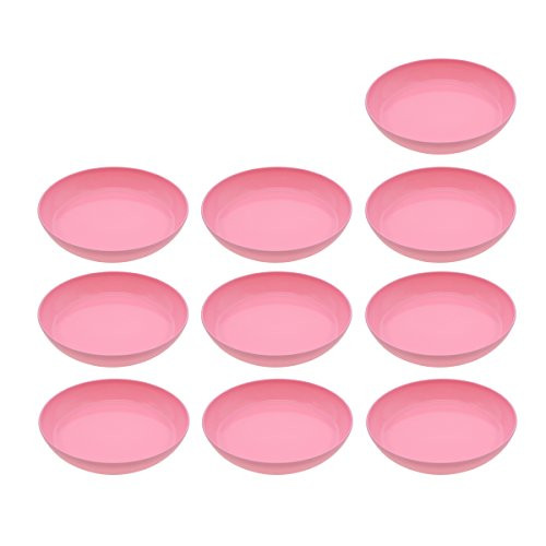 Saim Plastic Round Saucers Plant Pot Saucers Potted Plant Saucer Clay Plant Saucer Flower Plant Pot Saucer Pallet Trays For Indoor & Outdoor Plants, 6.7-Inch Diameter, Pack of 10, Pink
