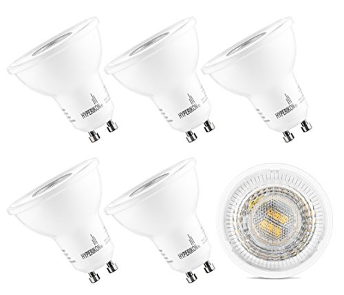 HyperSelect GU10 LED Bulb, 50 Watt (5W), MR16 LED Bulb, 3000K, Non Dimmable Spot Light, 6 Pack