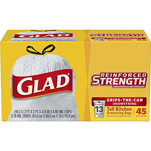 Glad Tall Kitchen DrawstringTrash Bags - 13 Gallon - 45 Count