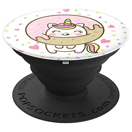 Cute Unicorn Donut Colorful Rainbow Hearts Doughnut Lovers - PopSockets Grip and Stand for Phones and Tablets