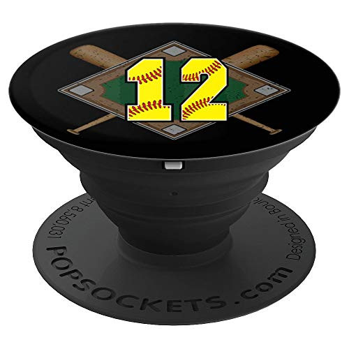 Girls Softball Number #12 Softball Diamond Number Twelve - PopSockets Grip and Stand for Phones and Tablets Girls Softball Number #12 Softball Diamond Number Twelve - PopSockets Grip and Stand for Phones and Tablets