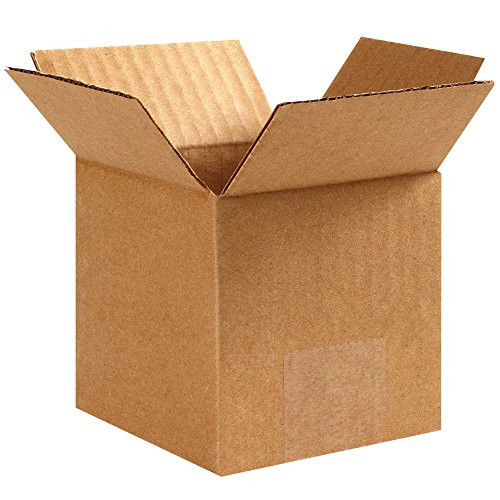 Aviditi 444 Corrugated Box, 4" Length x 4" Width x 4" Height, Kraft (Bundle of 25)