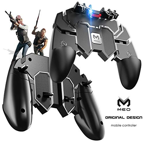 MEO Mobile Game Controller [Six-Finger] - Game Controller with Gaming Trigger, Shoot Sensitive Controller Aim & Fire Trigger Compatible with iPhone/Android (Black)