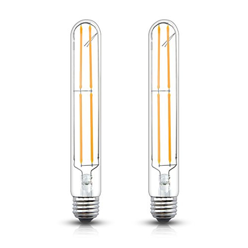 Bonlux Dimmable LED T10 Tubular Filament Bulb, 8W Edison T10 Clear Glass Light - 80W Incandescent Replacement Bulb E26 Medium Base Daylight 6000K for Display Piano Desk Light (2-Pack)