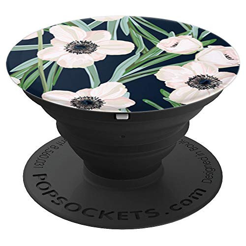 Cute Anemone Flower Pattern | White Floral - PopSockets Grip and Stand for Phones and Tablets Cute Anemone Flower Pattern | White Floral - PopSockets Grip and Stand for Phones and Tablets