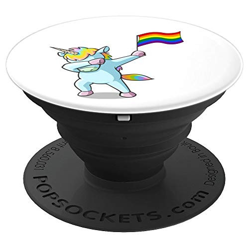 LGBT Rainbow Dabbing Unicorn Grip Pride Gay & Lesbian Gift - PopSockets Grip and Stand for Phones and Tablets