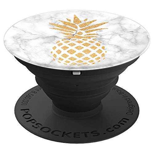 Gold pineapple on white marble - PopSockets Grip and Stand for Phones and Tablets Gold pineapple on white marble - PopSockets Grip and Stand for Phones and Tablets