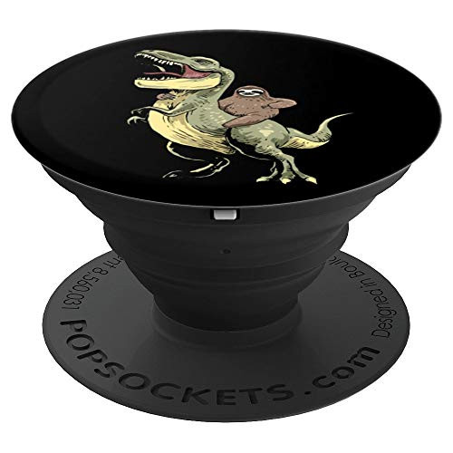 Sloth Rides On Dinosaur Dino Pop-Socket Gift - PopSockets Grip and Stand for Phones and Tablets