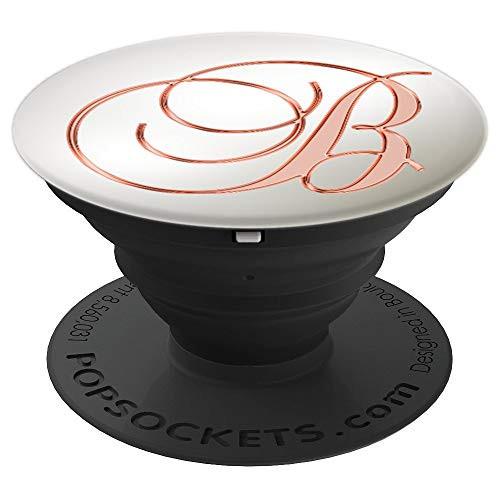 B Pink Pearl White Grey Initial Monogram Capital Letter Name - PopSockets Grip and Stand for Phones and Tablets B Pink Pearl White Grey Initial Monogram Capital Letter Name - PopSockets Grip and Stand for Phones and Tablets