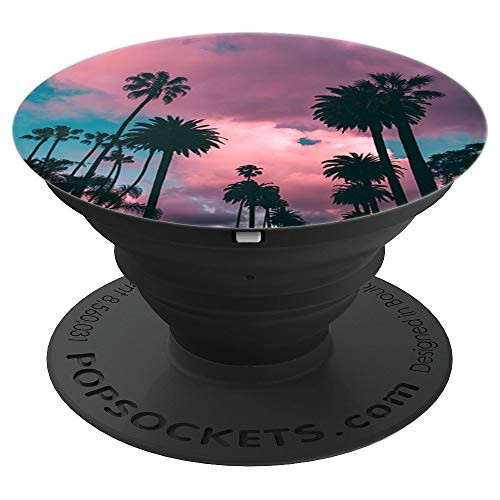 Palm Tree Cute Hawaii California Florida Beach Purple Pink - PopSockets Grip and Stand for Phones and Tablets