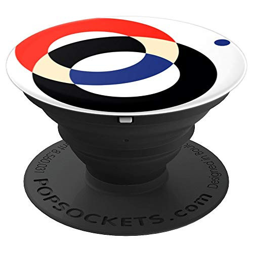 Round Circles Geometrical Red Blue and Black - PopSockets Grip and Stand for Phones and Tablets