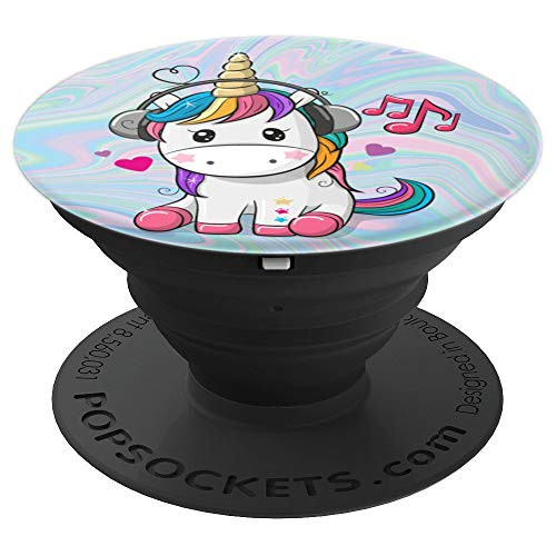 Cute Sitting Unicorn Music Headphones Unicorn Swirl - PopSockets Grip and Stand for Phones and Tablets