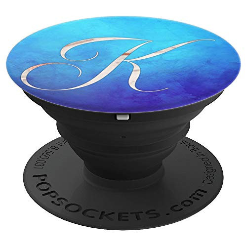 Letter K Marble on WaterColor Monogram Initial - PopSockets Grip and Stand for Phones and Tablets
