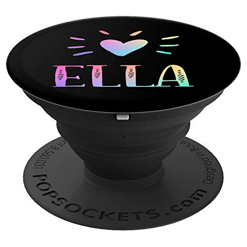 Ella Gift Heart Rainbow Watercolor Love Heart Name Ella - PopSockets Grip and Stand for Phones and Tablets