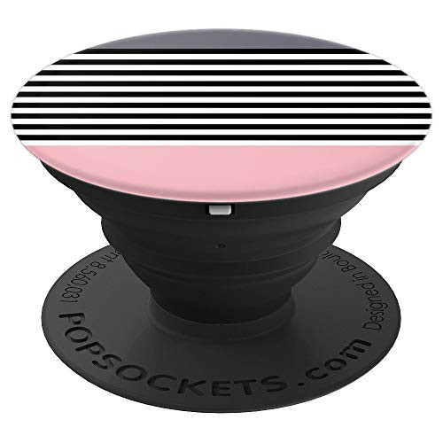 Rose Gold Minimal Pink Stripes Grey Pattern Design - PopSockets Grip and Stand for Phones and Tablets