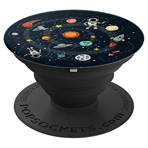 Space Galaxy Rocket Illustration Planet Astronaut Universe - PopSockets Grip and Stand for Phones and Tablets